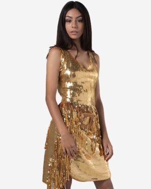 Gold night party dress